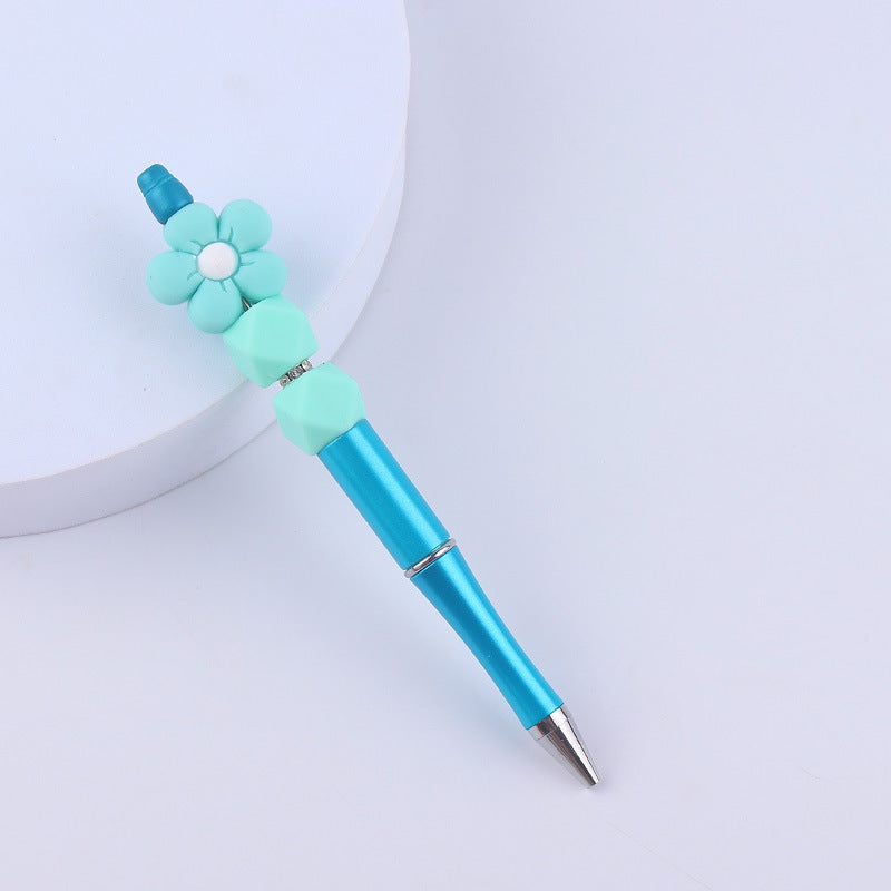 Wholesale Beadable Pens Handmade Flower Silicone Beaded Ballpoint Pen